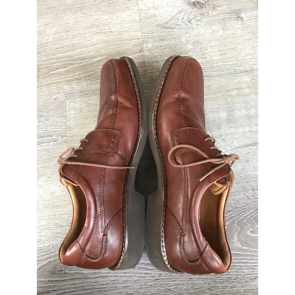 Ecco Helsinki Mens Size EU 47 US 13-13.5 Brown Leather Square Toe Oxfords